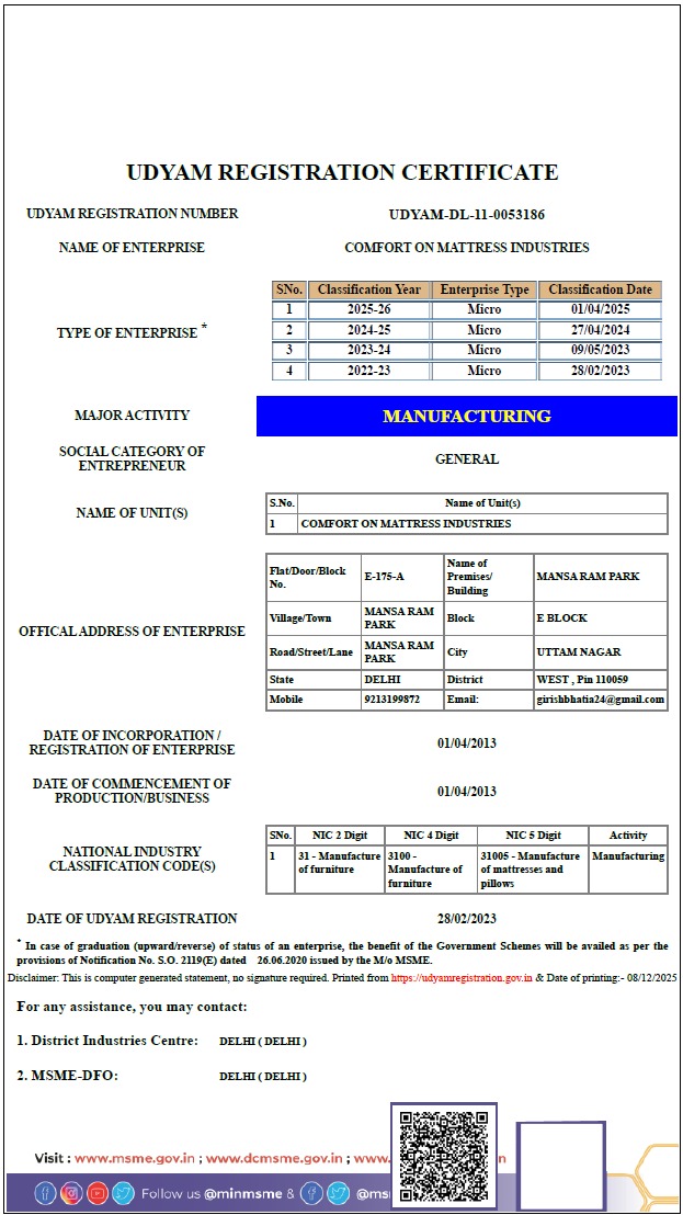 MSME Udyam Registration Certificate